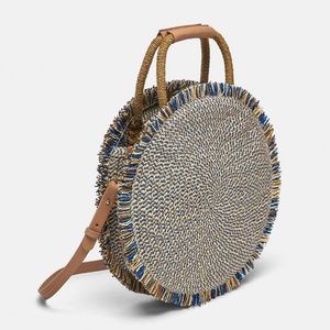 NWT Zara Round Braided Basket Bag